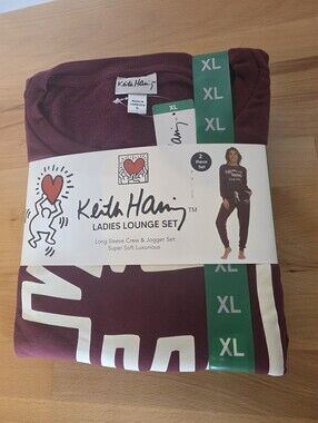 Keith Haring Women's Lounge Set Burgundy XL NWT Artsy Cozy Athleisure